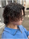 グランジサーフカールバズカットマレットヘアシャギーフェード