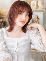 カバーヘア ブリス 志木南口駅前店(COVER HAIR bliss)&nbsp;ローズベージュひし形ミディハッシュカットh4志木20代30代40代