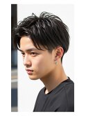 越谷メンズ/波巻きスパイラル/ナチュラルツーブロック/フェザー