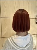 【大人かわいい】【ボブ】【レッドオレンジ】10代20代30代
