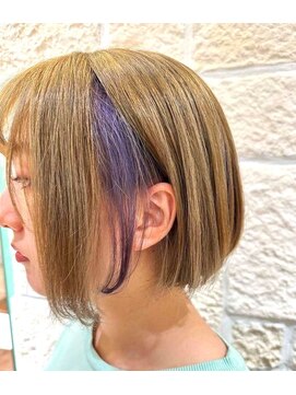 ラピッシュ 新松戸店(Lapish) ハイトーンボブ×パープル