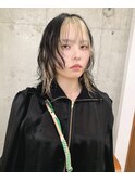 抜きっぱなしブリーチ ウルフレイヤーカット デザインカラー