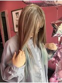 #グレージュカラー#シールエクステ#ペールブルー#水光艶TR