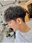 波巻きパーマメンズパーマメンズヘアツーブロックツイストパーマ
