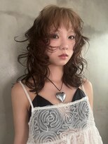ブリーチ、ルーツカラー、オレンジ、ミディアム、デザインカラー