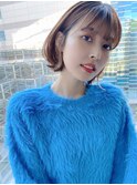 外ハネくびれボブ*大人ボブ*前髪ありボブ*面長*30代40代50代