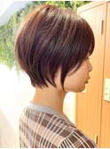 ◎前下がりショートボブハンサムショートカットカラーパーマケア