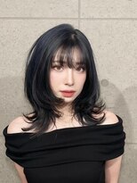 リベル(libel.)&nbsp;49. 黒髪セミロング/シースルーバング/デザインカラー