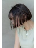 20代30代大人可愛い黒髪前下がりボブ/前髪