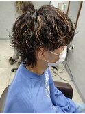 メンズパーマハイライト波巻きスパイラルパーマメンズマッシュ