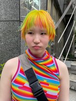 レコ 渋谷(LECO) ショートウルフシャギーレイヤーミックスレインボーカラー