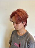 ピンクベージュ　センターパート