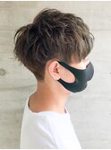無造作メンズベリーショート☆ツーブロックアッシュブラウン