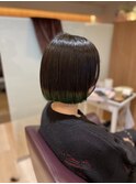 【L by first】バッサリボブ+裾カラー緑