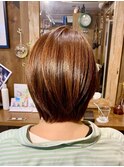 オレンジブラウン×ショートスタイル