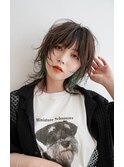 20代30代40代前下がり耳掛けショートボブ丸みウルフ◎
