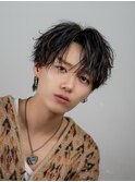 韓国ヘアニュアンスコンマバングセンターパートフェザーパーマ