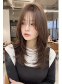 ミディアムレイヤー顔周りレイヤーハッシュカット韓国へア