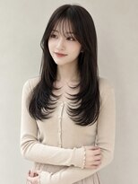 ユーフォリア 青山(Euphoria)&nbsp;ワンホンレイヤーおくれ毛カットダブルカラー内巻きロングヘア☆
