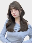 透明感ブリーチなしアッシュカラー韓国風艶感小顔カール