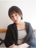 切りっぱなしロブ/マロンベージュ/前髪/原宿神宮前
