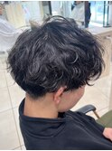 波巻きスパイラルパーマツーブロックツイストパーマメンズヘア