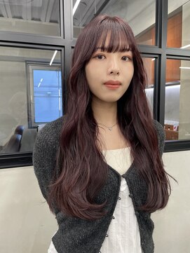 ニコ トウキョウ 渋谷(nico TOKYO) ダブルカラーチェリーレッドピンクブラウン韓国レイヤーロング