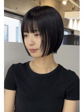 ヨーク(YOKE) レイヤーボブショート顔まわりグレージュ暗髪黒髪20代30代40代