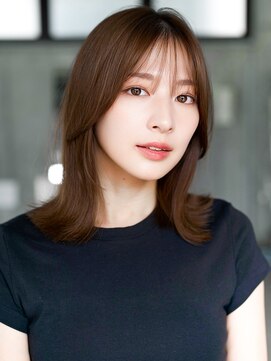 エインアンリー 明治神宮前(AIN.ANLY.) ☆大人ガーリーダークアッシュミディアムレイヤーカット韓国ヘア