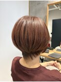 ◇大人40代50代60代ショートボブ丸みショート白髪ぼかし