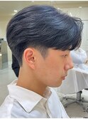 メンズセンターパートウルフセンターパートニュアンスパーマ襟足