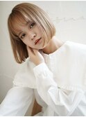 切りっぱなしボブ×ミルクティーベージュ×Masena