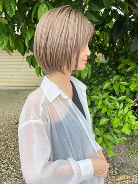 ヘアプレイスソル (HAIR PLACE SoL) 艶髪ボブ×プラチナブロンド