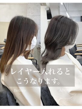 ビューエヒメ(VIEW EHIME) 韓国×顔まわりカット×レイヤーカット×グレージュ