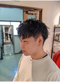 ショートアップバング×ツイストスパイラルパーマ