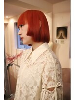 トゥーグッド(too good)&nbsp;ボブ　顔まわり　デザインボブ　オレンジ　ワイドバンク　前髪