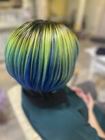 美容室 アルテモーダ ブルー×イエロー アンブレラカラー