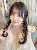シースルーぱっつん編みおろしツインテール