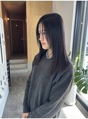 ロングヘア　切りっぱなしミディアム　韓国ヘア　ストレートヘア