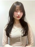ロングヘア レイヤーカット ウルフカット オリーブベージュ