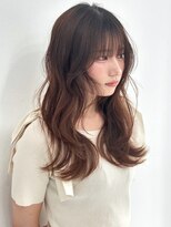 グリッター 仙台中央店(GRITTERs)&nbsp;マロンベージュ 顔周りレイヤー ゆる巻き ダメージレスカラー