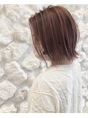 #ピンクベージュ　#3Dハイライトカラー　#レイヤーボブ
