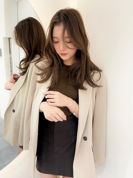 ノク 渋谷(nok) ひし形センターパート_黒髪小顔オリーブグレーココアベージュ