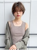 前髪あり耳掛け丸みくびれショートボブ20代30代40代50代(蘭)