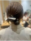 結婚式ヘアお呼ばれアレンジ金箔銀箔タイトヘアセットKA-35