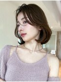 ★小顔ワンカールレイヤーカットデジタルパーマチェリーブラウン