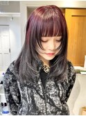 デザインカラー　レイヤーカット　ボルドー　卒業式　横浜