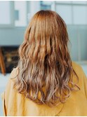 博多/髪質改善/ハイトーンカラー♪波巻きエアリーロングb