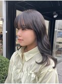 アッシュブラウン ミディアムヘア