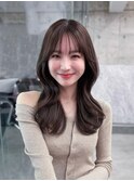 黒髪ボブルフネビージュ小顔ワンレン顔まわり韓国レイヤーカット